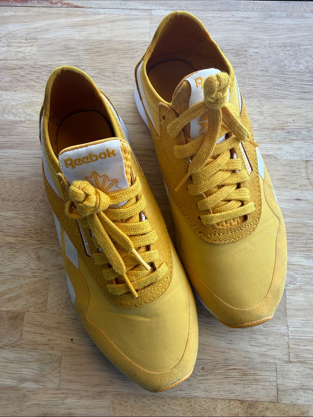 Reebok Yellow Lace-Up Retro Sneakers with White Accents